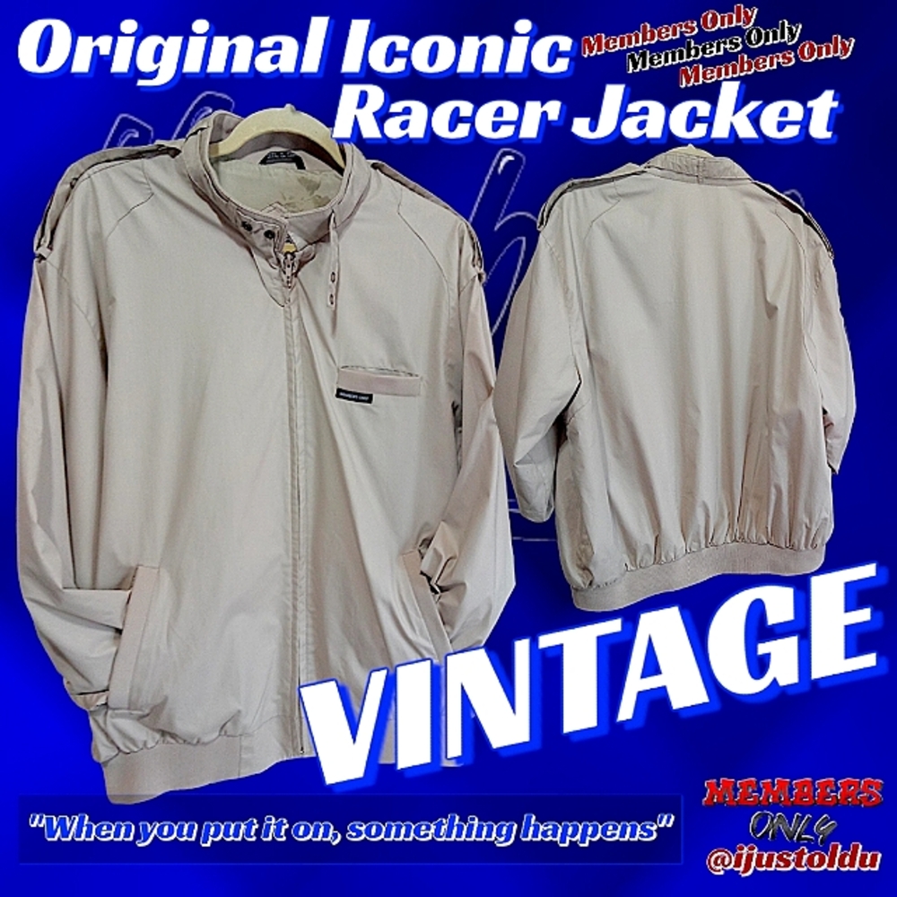 Members Only Iconic Racer Jacket | Vintage | Unisex Men's Sizing XL Long | Khaki